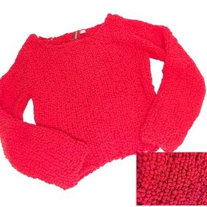 Divided fleece popcorn sweater watermelon pink medium